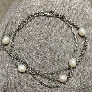 Genuine pearl steeling Silver Bracelet
